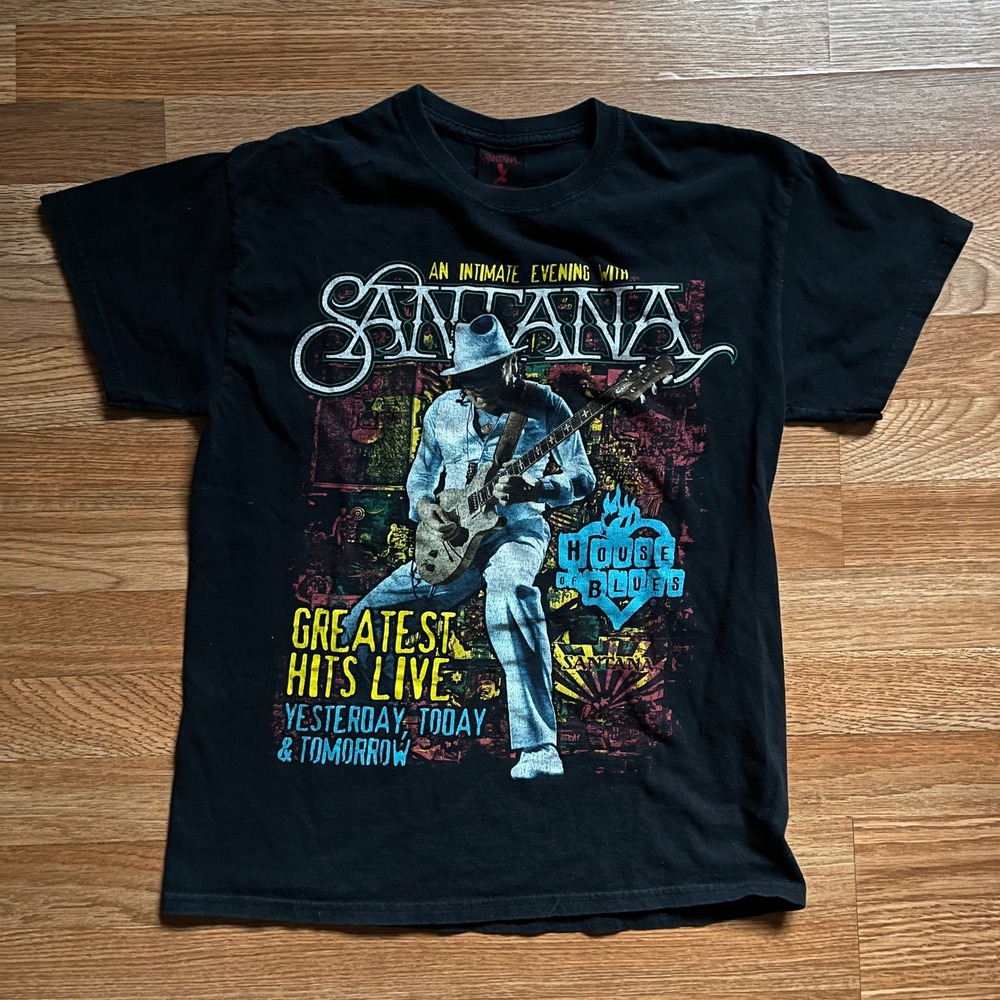Santana House of Blues 2005 Concert T-Shirt‎ Black Greatest Hits Live Mens M